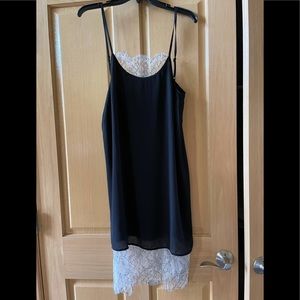 Elegant Black and White Slip Lace Dress